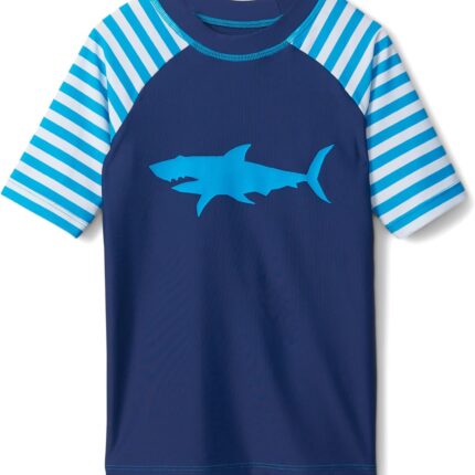 Hatley Kids Shark Stripes Short Sleeve Rashguard (Toddler/Little Kids/Big Kids)