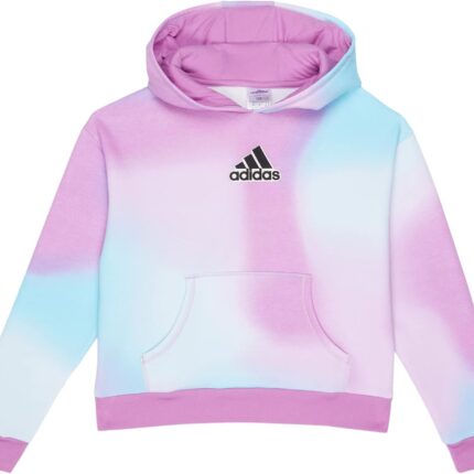 adidas Kids All Over Print Logo Fleece Hooded Pullover (Big Kids)