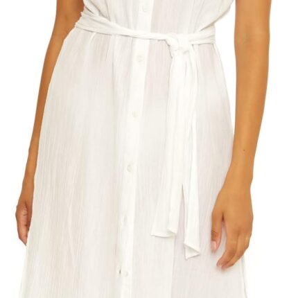 BECCA Gauzy Button-Down Shirtdress Cover-Up