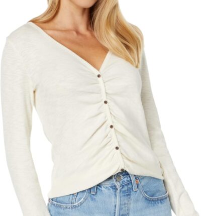 Lilla P Long Sleeve Shirred Cardigan