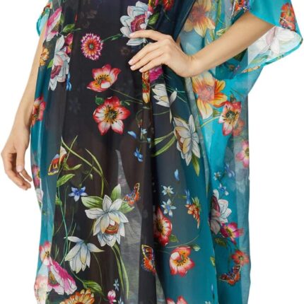 Johnny Was Ombre Garden Black Kaftan Cover-Up