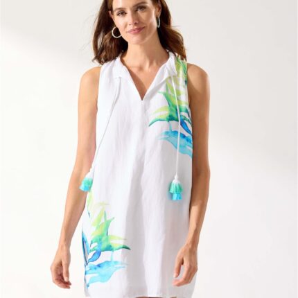 Tommy Bahama Island Cays Seafronds Engineered Split-Neck Dress