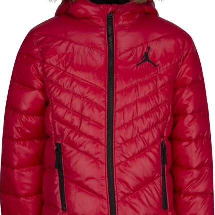 Jordan Kids Faux Fur Trim Pearlescent Puffer Jacket (Little Kids/Big Kids)
