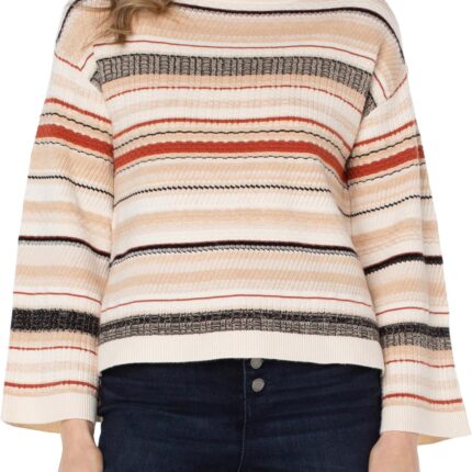 Liverpool Los Angeles Boatneck Textured Stripe Sweater